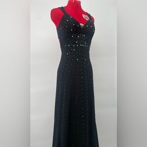 Masquerade Open Back Floor Length Crystal Beaded Formal Evening Prom Dress